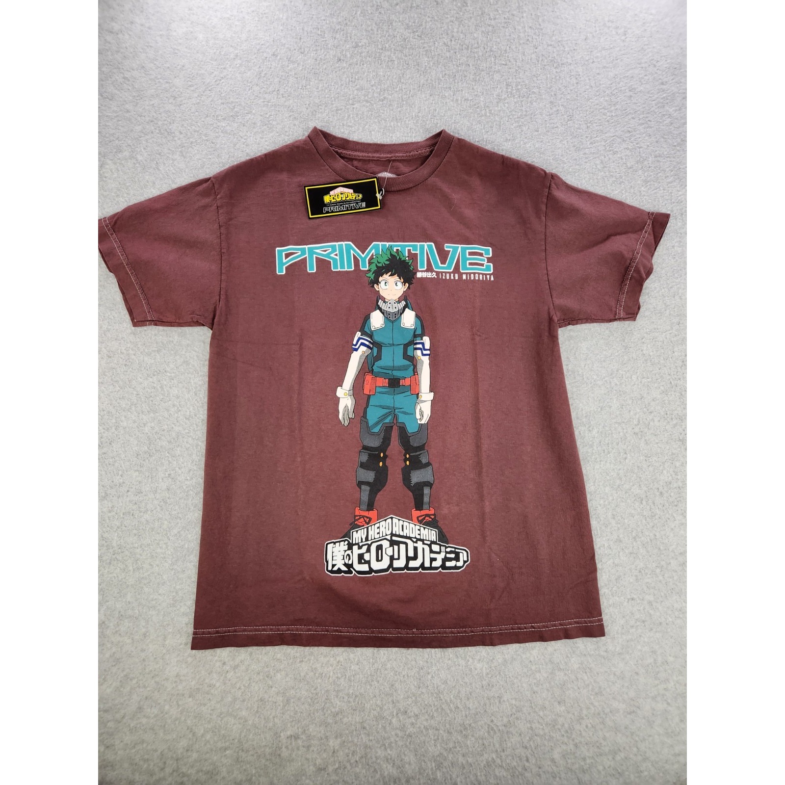 Primitive X My Hero Academia Collection Izuku Midoriya Burgundy Small T-Shirt